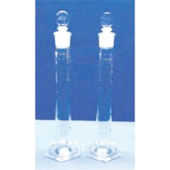 Cylinder Graduated Single Metric Scale With Penny Head IC Stopper with Hexagonal base Class A 250 ML